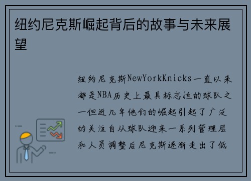 纽约尼克斯崛起背后的故事与未来展望 纽约尼克斯崛起背后的故事与未来展望